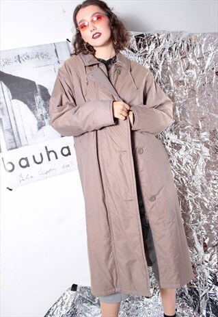 80S VINTAGE 90S GRUNGE PASTEL MAUVE WINTER TRENCH COAT