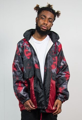 VINTAGE CAGOULE JACKET RAIN FESTIVALS PATTERNED