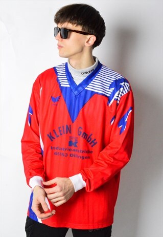 ERIMA VINTAGE 90S RED SPORTS V-NECK JERSEY SHIRT