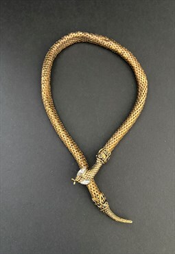 70's Vintage Ladies Gold Metal Snake Necklace Jewellery