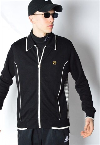 VINTAGE 90S BLACK WOOL BLEND FILA JACKET