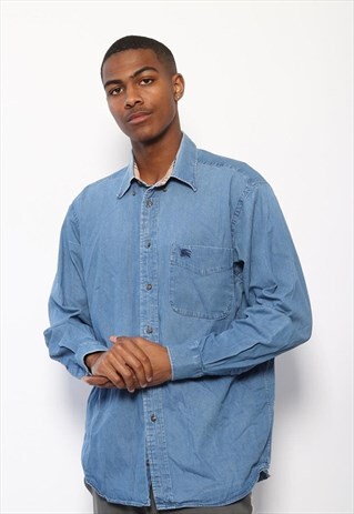 VINTAGE BURBERRY DENIM SHIRT BLUE