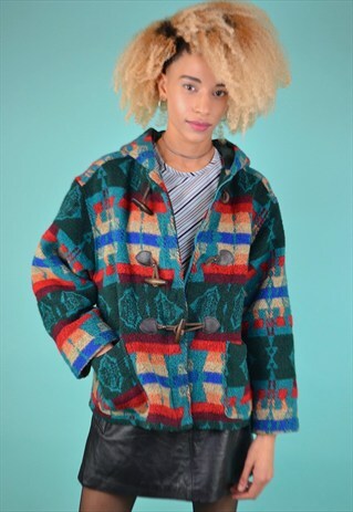 VINTAGE 90'S PATTERNED WOOL COAT