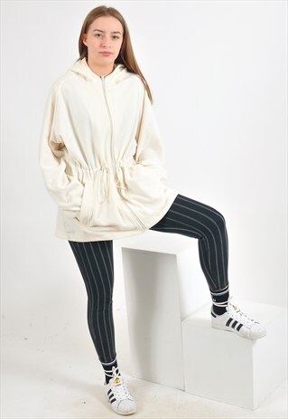 VINTAGE FLEECE TRACK HOODIE IN WHITE