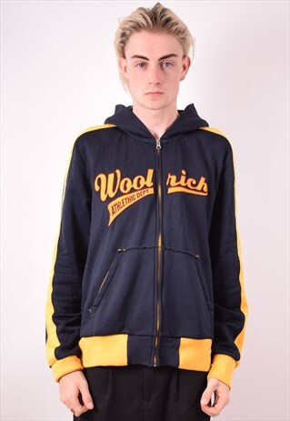 WOOLRICH MENS VINTAGE HOODIE JUMPER XL BLUE 90S