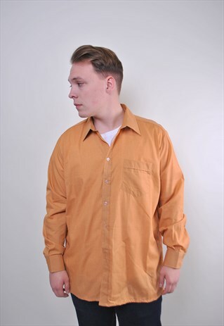 VINTAGE MAN CASUAL LONG SLEEVE ORANGE SHIRT