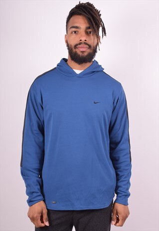 NIKE MENS VINTAGE HOODIE JUMPER MEDIUM BLUE 90S