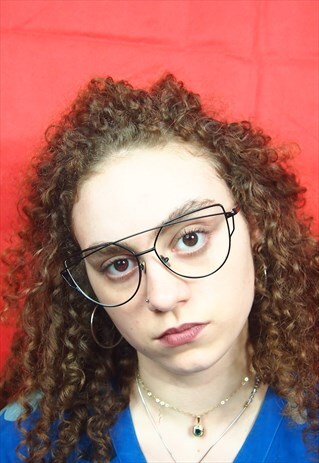 BLACK FRAME CAT EYE CLEAR LENS GLASSES