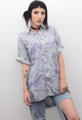 VINTAGE 90'S CRAZY FUNKY PATTERNED SUMMER SHIRT