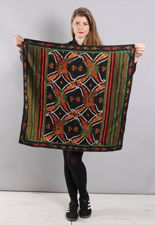 VINTAGE 60S PAISLEY PATTERNED STRIPED SCARF