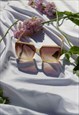 CREAM FRONT LENS CHUNKY SQUARE ANGLED SUNGLASSES