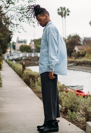 90S MINIMALIST SKATER PLEATED FADED BLACK CROPPED CHINOS