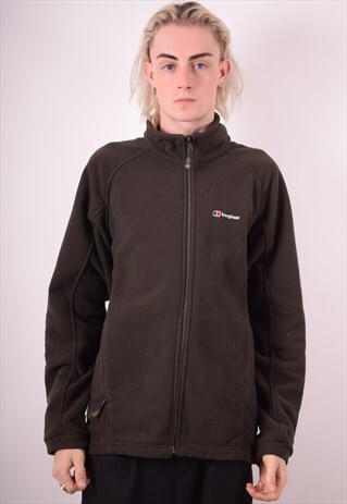 BERGHAUS MENS VINTAGE FLEECE JACKET LARGE GREEN 90S