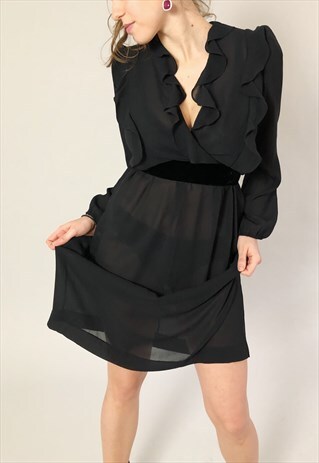 VINTAGE SHEAR DRESS IN BLACK