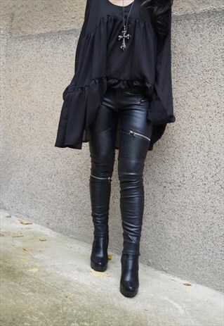 WOMENS ECO LEATHER SKINNY LEGINGS/FAUX LEATHER PANTS/F1510