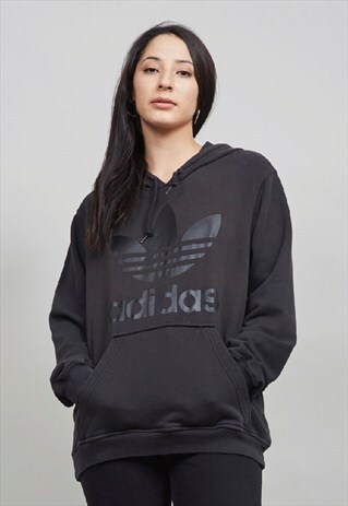 VINTAGE OVERSIZED BLACK 90'S ADIDAS HOODIE