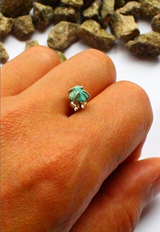 RAW GEMSTONE EARRING - TURQUOISE IN STERLING SILVER
