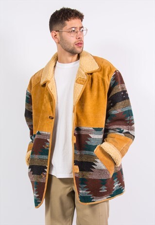 90S VINTAGE SUEDE AZTEC JACKET COAT