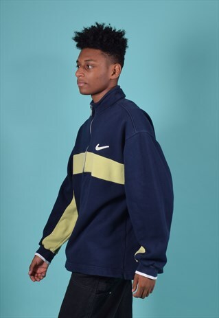 VINTAGE NIKE NAVY AND LIME SWEATSHIRT