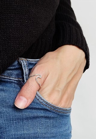 WAVE THUMB RING WOMEN STERLING SILVER RING