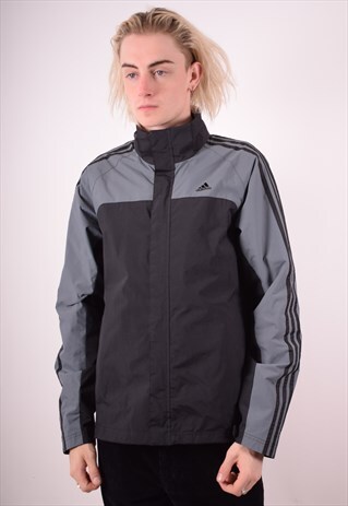 ADIDAS MENS VINTAGE RAIN JACKET MEDIUM BLACK 90S
