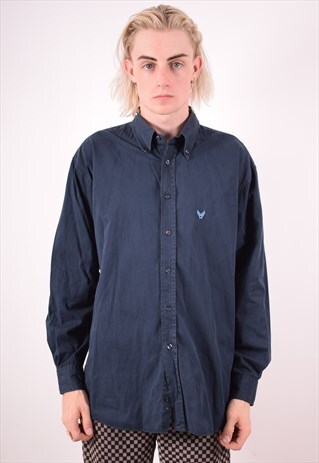 AVIREX MENS VINTAGE SHIRT XL NAVY BLUE 90S
