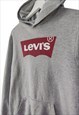 VINTAGE LEVIS SWEATSHIRT HOODIE IN GREY S