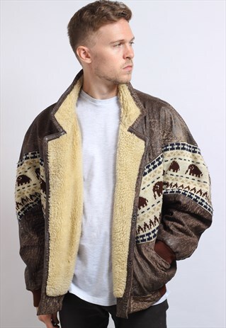 VINTAGE AZTEC FLEECE LINED FESTIVAL JACKET
