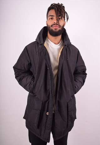 WOOLRICH MENS VINTAGE PADDED JACKET LARGE BLACK 90S