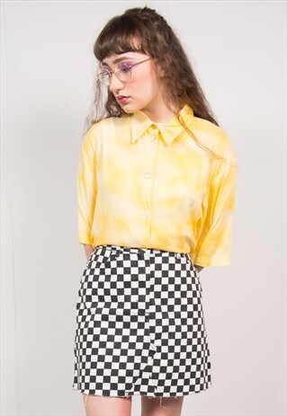 VINTAGE 90'S YELLOW TIE DYE PATTERN SHIRT