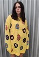 PAISLEY SWEATER RAVE BANDANA KNITTED CARTOON JUMPER YELLOW