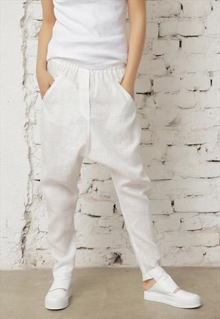 LINEN HAREM PANTS/ PLUS SIZE LINEN PANTS