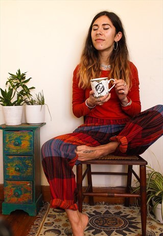 FESTIVAL FAIRTRADE ORANGE & BLUE STRIPED COTTON TROUSERS