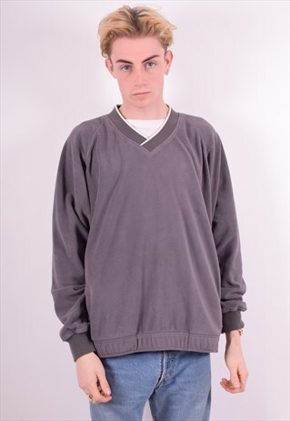 ADIDAS MENS VINTAGE FLEECE JUMPER XL GREY 90'S