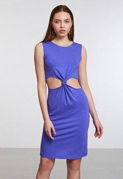 Cut Out Detailed Midi Dress in Purple