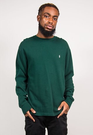 VINTAGE 90'S POLO RALPH LAUREN GREEN KNIT JUMPER
