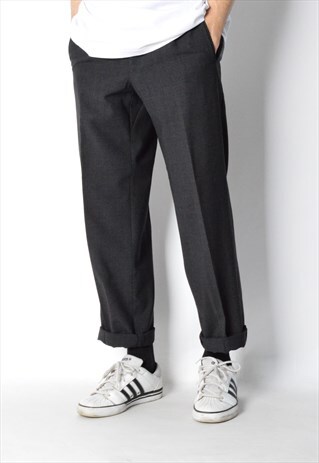 VINTAGE 90S GREY MINIMALIST WOOL BLEND PANTS