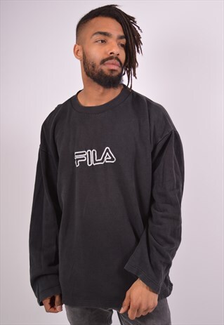 VINTAGE FILA SWEATSHIRT JUMPER BLACK