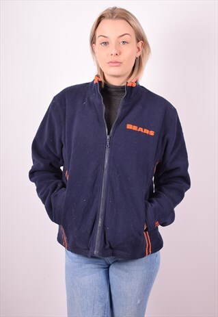 WOMENS VINTAGE NFL BEARS FLEECE JACKET LARGE BLUE 90S