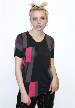 MARC JACOBS GRUNGE URBAN CONTRAST GREY PINK PRINT TSHIRT TOP