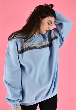 G&G UNISEX BABY BLUE OPERA RAINBOW RIBBON SWEAT