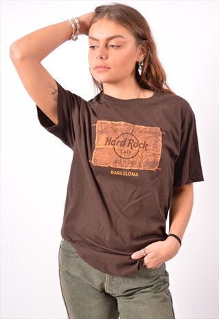 VINTAGE HARD ROCK CAFE T-SHIRT TOP BROWN