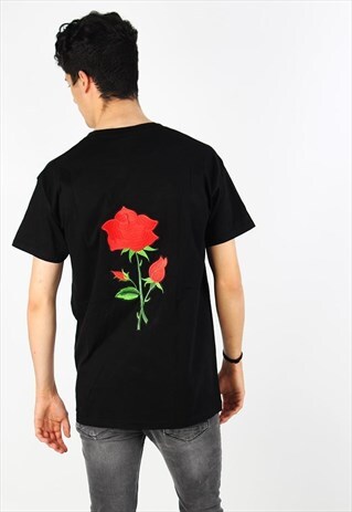 EXCLUSIVE T-SHIRT BLACK - ROSES PATCH