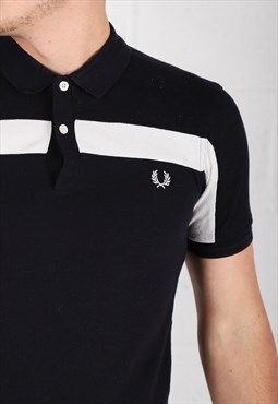 Vintage Fred Perry Polo Shirt in Black Short Sleeve Small