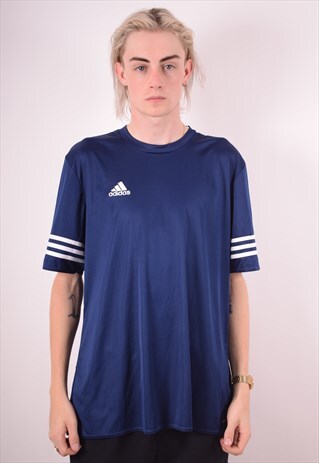 ADIDAS MENS VINTAGE T-SHIRT TOP XL BLUE 90S