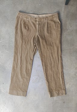 Vintage 90s Brown Kaki Straight Corduroy Oversize Dad Pants