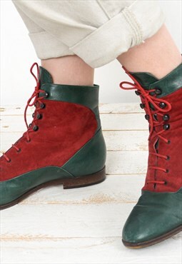 Vintage Lace Up Ankle Boots Shoes Super Thin Medieval EU36