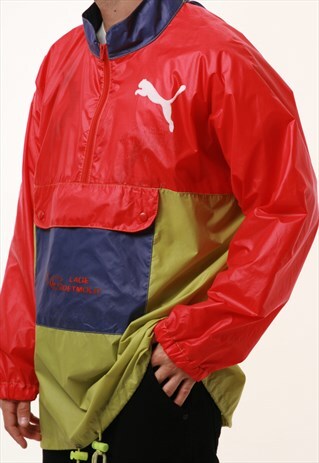 90S VINTAGE OLDSCHOOL PUMA 1/4 ZIP SHELL HOODED ANORAK 13903