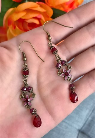BRONZE, RED & PURPLE EARRINGS
