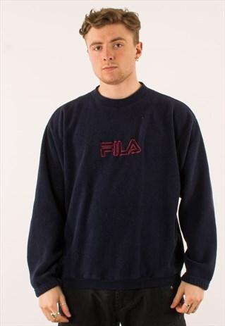 VINTAGE NAVY FILA CREWNECK FLEECE XL